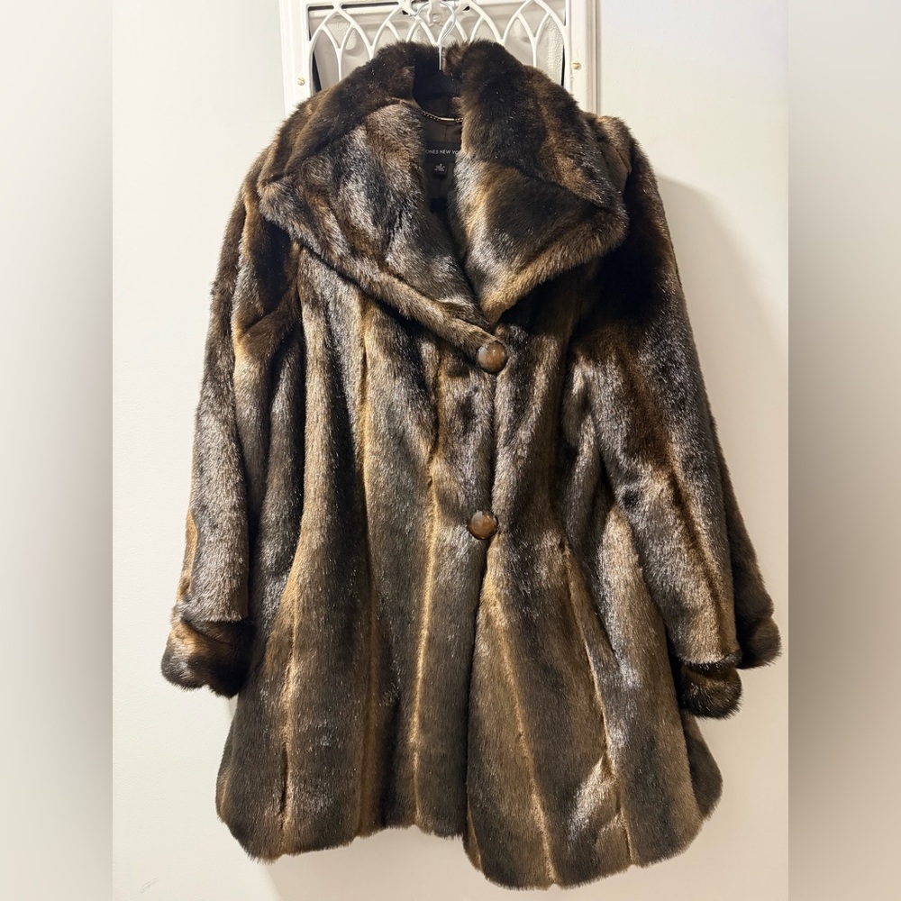 Jones New York Faux Fur Jacket in Rich Brown